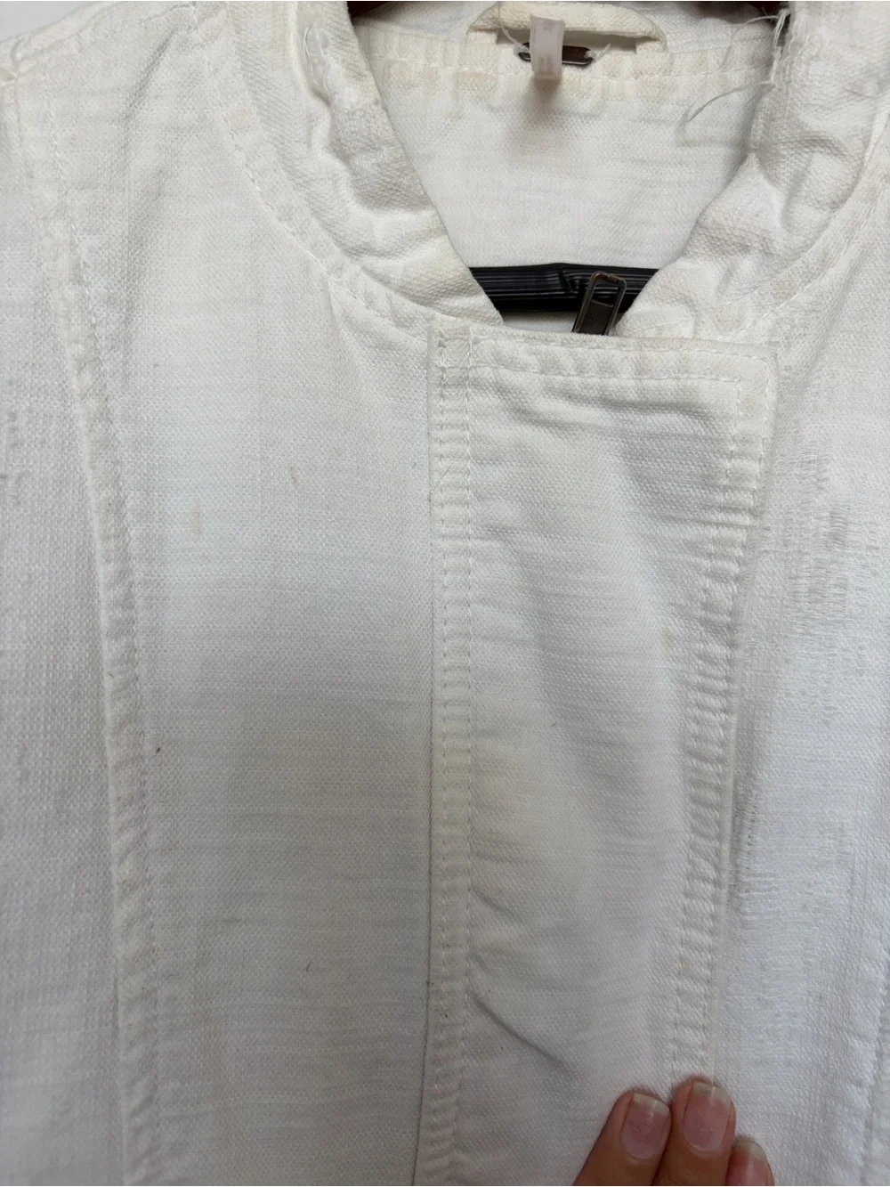FREE PEOPLE TATTERED DISTRESSED DENIM TENNIS JACKET WHITE WOMENS MEDIUM - Picture 8 of 8